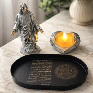 Bandeja Decorativa - Jesus Cristo + Porta Vela Asas Led