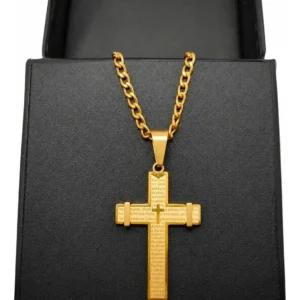 Colar Masculino Crucifixo Corrente Inox Prateado 3x1 C6