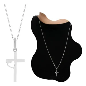 Colar Masculino Prata 925 Crucifixo Cruz Premium Prateado