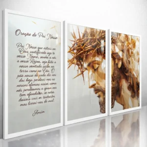 Quadros Decorativos Jesus Oração Pai Nosso Cristão Fé 122x60