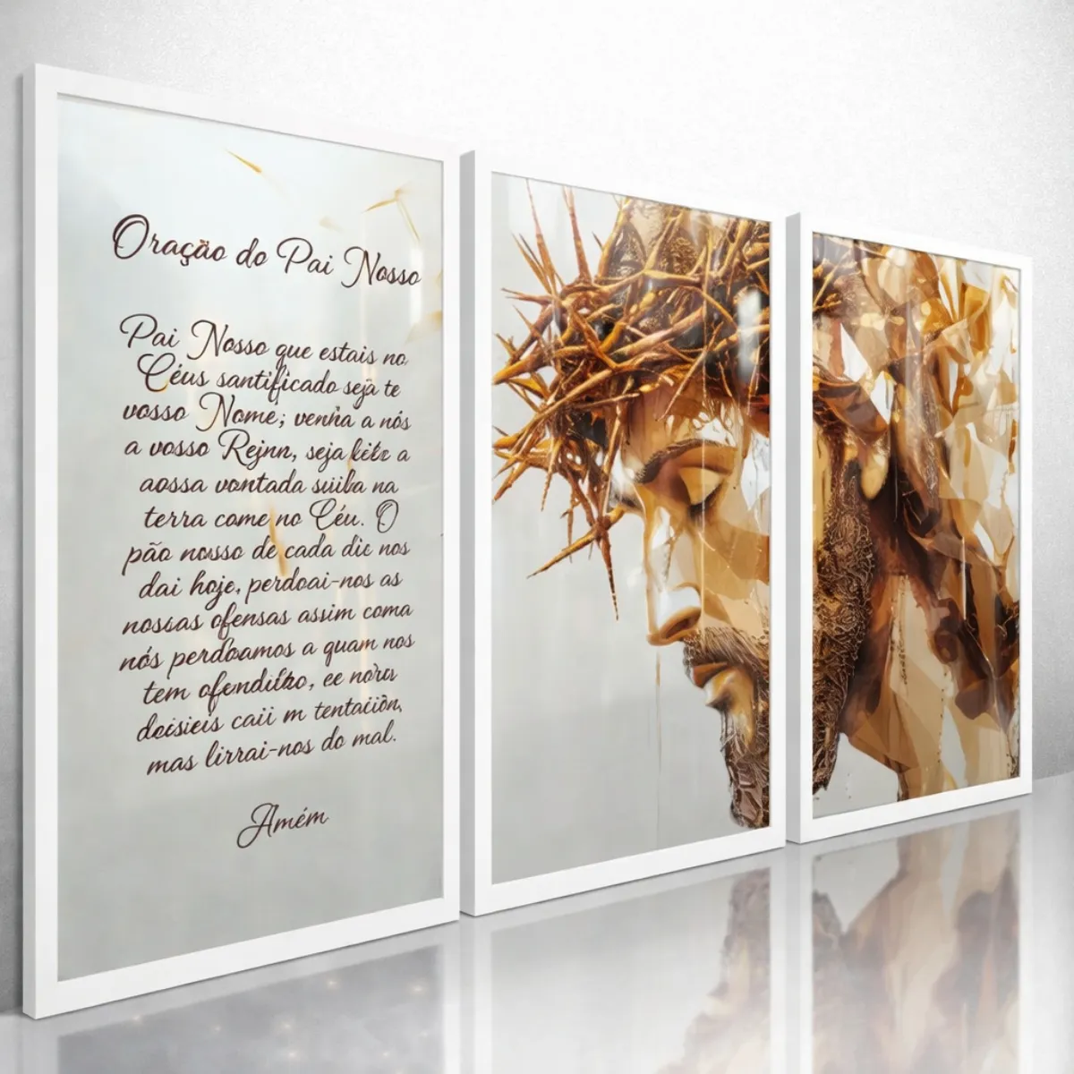 Quadros Decorativos Jesus Oração Pai Nosso Cristão Fé 122x60