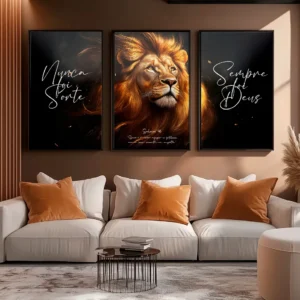 Quadros Decorativos Leão Judá Nunca Foi Sorte Cristão 122x60