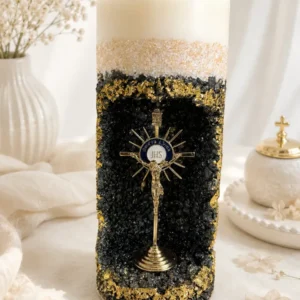 Vela Oratória Crucifixo De Jesus Aromática Quartzo Preto