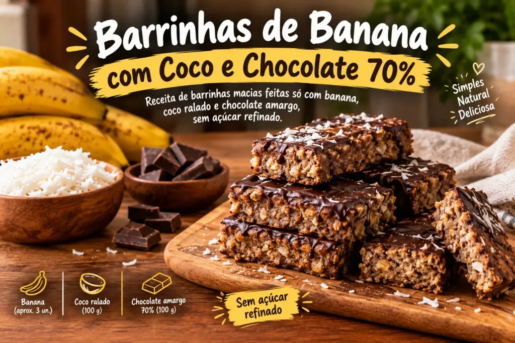Barrinhas de Banana com Coco e Chocolate 70%