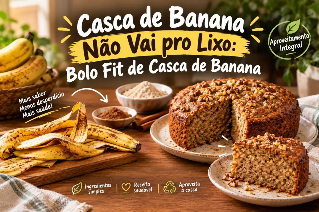 Casca de Banana Não Vai pro Lixo: Bolo Fit de Casca de Banana