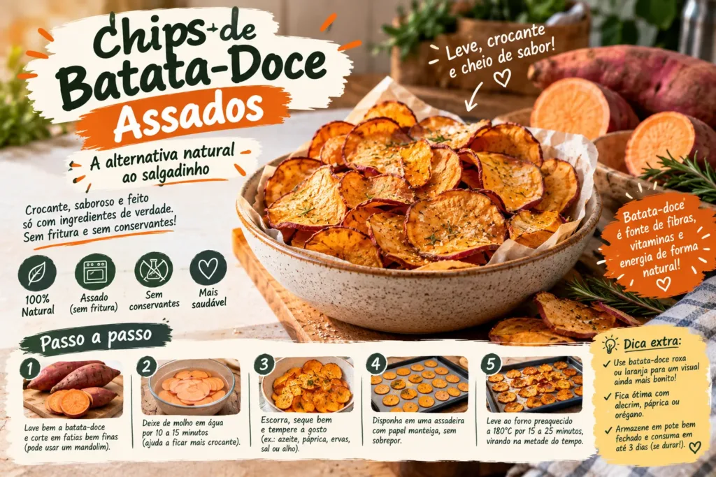 Chips de Batata-Doce Assados: A Alternativa Natural ao Salgadinho