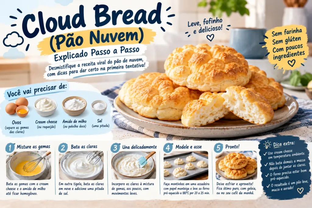 "Cloud Bread" (Pão Nuvem) Explicado Passo a Passo