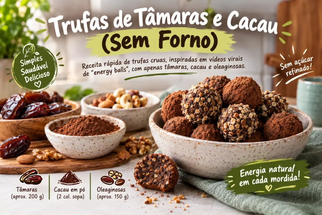 Trufas de Tâmaras e Cacau (Sem Forno)